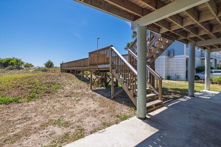 Access your private boardwalk from the covered parking area