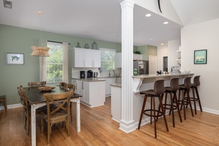 Move seamlessly between the living room and kitchen