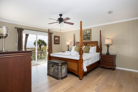Your king bedroom has an en suite bathroom, ocean views, and a private terrace