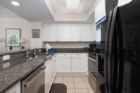 A fully-equipped kitchen is ready for mealtime