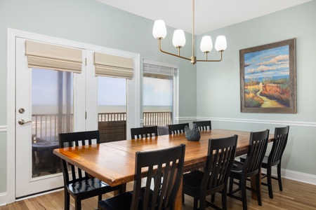 Your large dining room table is ready for breakfasts and dinners with the family