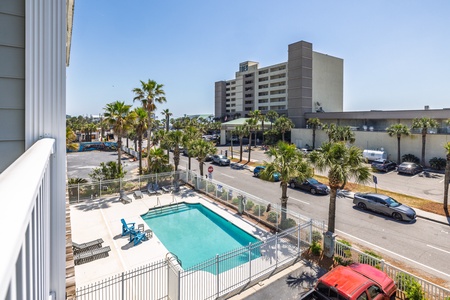 View your on-site pool from your covered patio