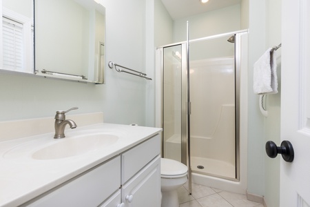 Your primary en suite features a walk-in shower
