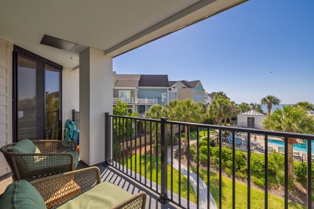 Enjoy breathtaking views of the Wild Dunes property and Atlantic Ocean from your balcony