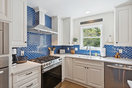 This beautifully updated kitchen is fully-equipped and perfect for preparing meals