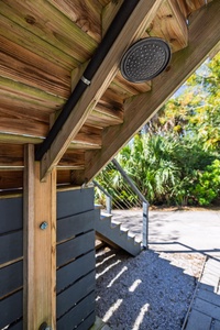 Outdoor shower perfect for post-beach days