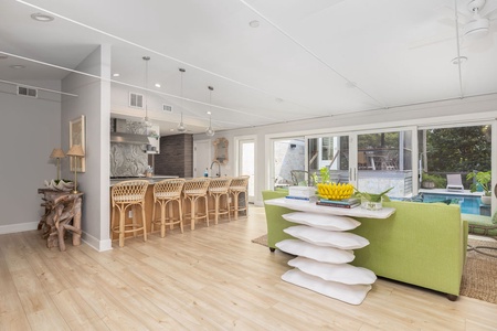 Plenty of seating at the breakfast bar