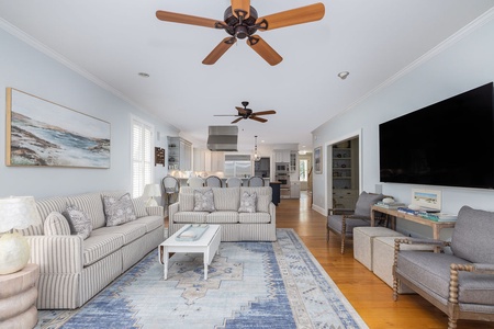 Living room is open to the kitchen