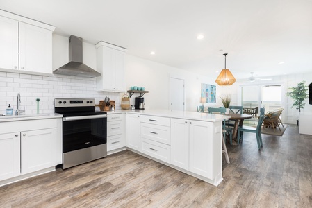 kitchen into dining area