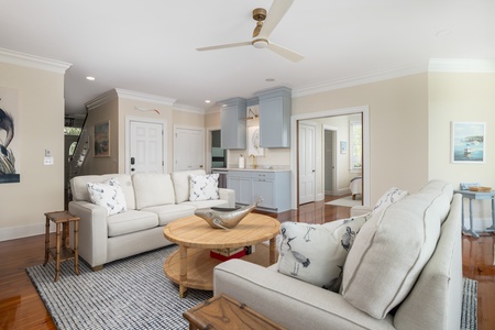 The downstairs living room just got an upgrade with this beautiful wet bar