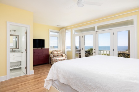 Access a private second floor balcony from the primary bedroom