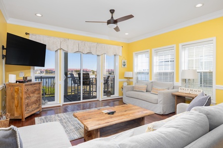 Plenty of natural light fills the living area