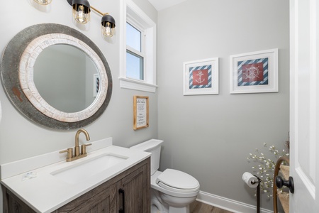 A half bath is located off the living space
