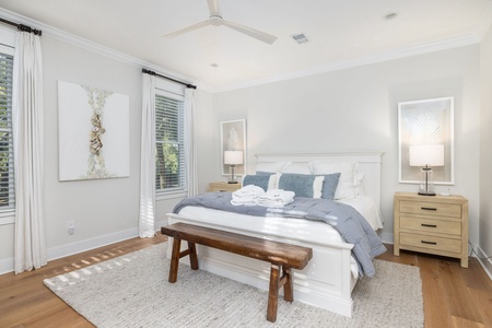 Your primary bedroom features a King bed and en suite bathroom