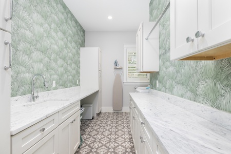 Your laundry room is equipped with plenty of counter space for folding