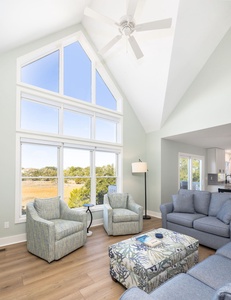 The floor to ceiling windows afford a spectacular view of nature.