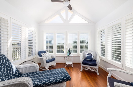 Vaulted ceilings highlight your upstairs sunroom