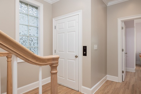 Choose between the stairs or elevator to get to your second floor landing