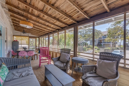 Front screened porch seating