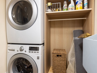 For your convenience, a full size washer and dryer is included.
