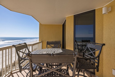 Step onto your private balcony where ocean breezes and endless beach views create the perfect backdrop for morning coffee or sunset dining.