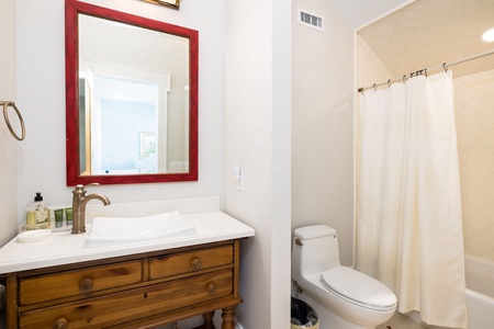 A full size bathroom sits just off the upstairs sitting room