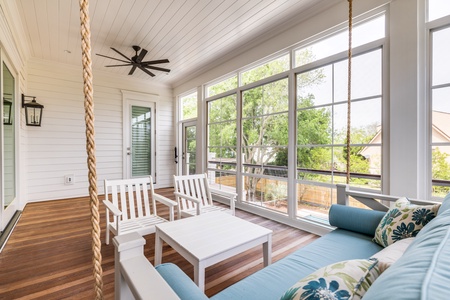 Screened in porch off of the living room