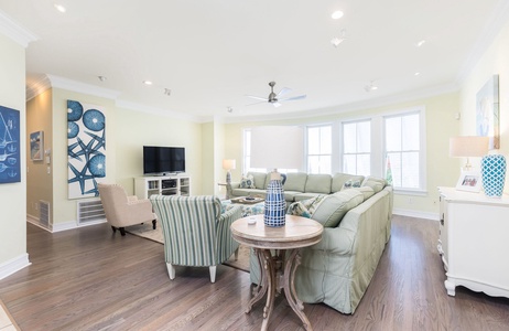 Relax on the oversized sectional in your downstairs living room