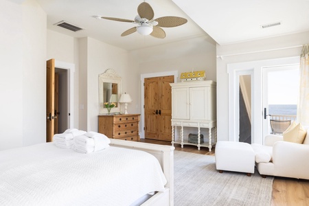 Access a private balcony from your upstairs queen bedroom