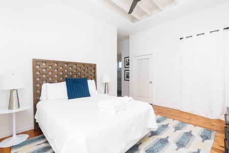 Your second upstairs queen bedroom is a quiet retreat