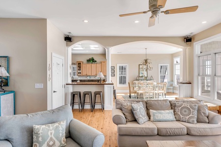 living room to dining area