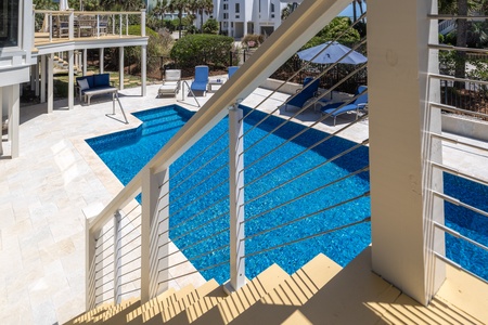 Take the steps from your porch down to your sparkling pool