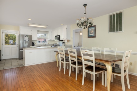 Your large dining room table seats 8 people