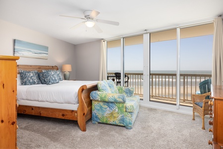 Sleep soundly in your primary king bed with views of the ocean