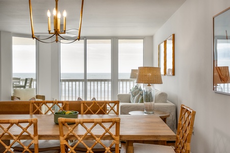 Savor meals with stunning ocean views from your dining area, where coastal breezes and endless horizons create the perfect backdrop.