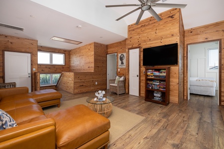 At the top of the stairs you'll find your upstairs living room
