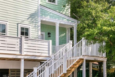 Take the stairs up to your main floor landing