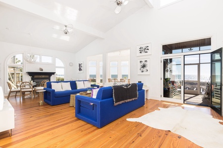Vaulted ceilings highlight your grand living room