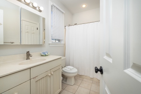 The primary en suite has a tub-shower combo