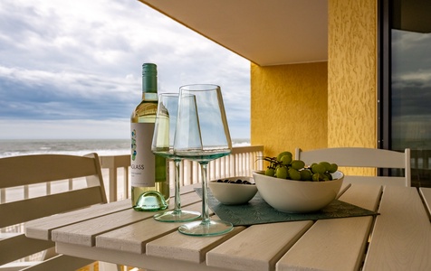 Sip wine on your private balcony while watching waves roll in. The perfect spot for romantic evenings and peaceful mornings.