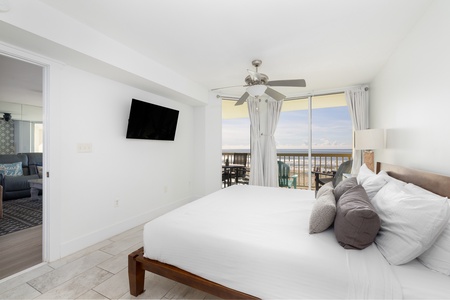 Your primary bedroom features a plush king bed and en suite bathroom