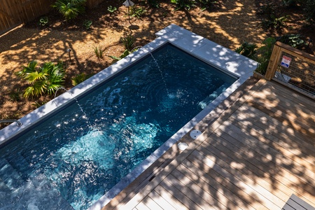 Views of the pool from your private balcony