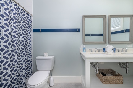 The bunk room has its own en suite bathroom