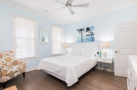 Rest peacefully in your downstairs Queen bedroom with en suite bathroom