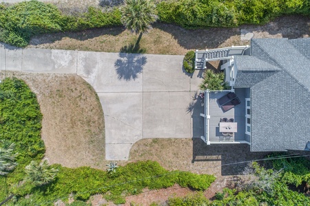 The Blue Pelican | Aerial Shot of Driveway