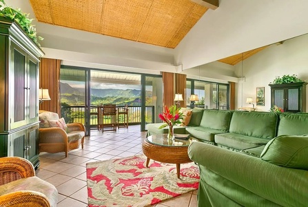 Lounge in the living area with plush sectionals or enjoy your morning coffee on the lanai.