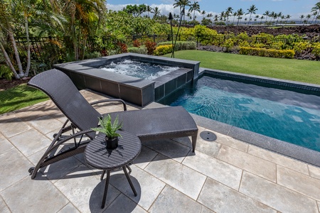 Sun lounges beside the spa pool