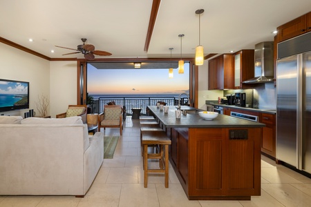 Enjoy ocean breezes on the breakfast bar seating.