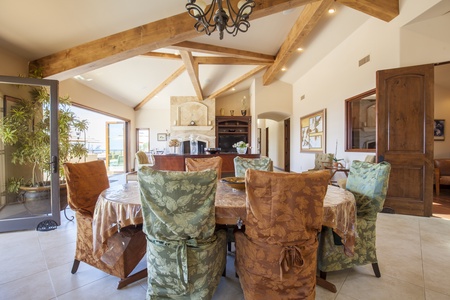 Spacious great room dining area seats six
