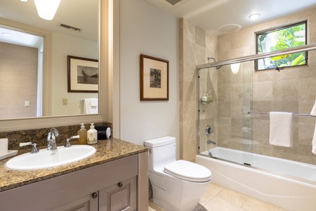 Adjacent guest bath with shower and tub combo